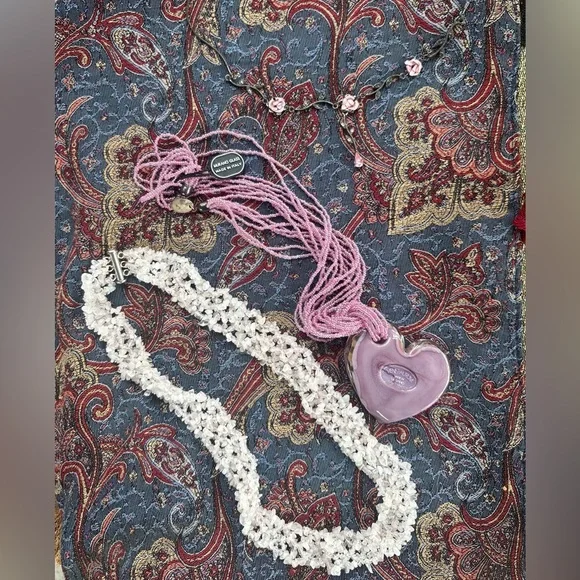 Murano Pink Heart Pendant Necklace Lot - Picture 5 of 7